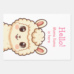 Cute llama illustration design wrapping paper sheet