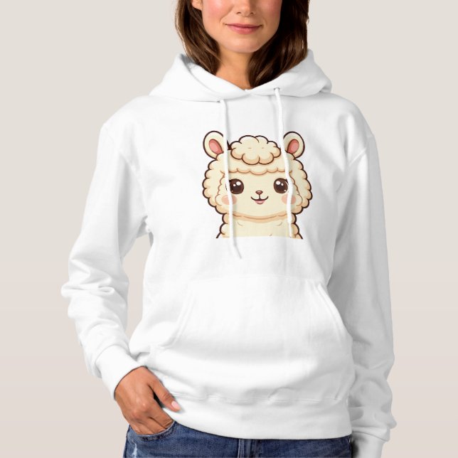 Cute llama illustration Hoodie design (Front)