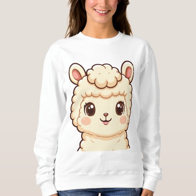 Cute llama illustration sweatshirt design (Front)