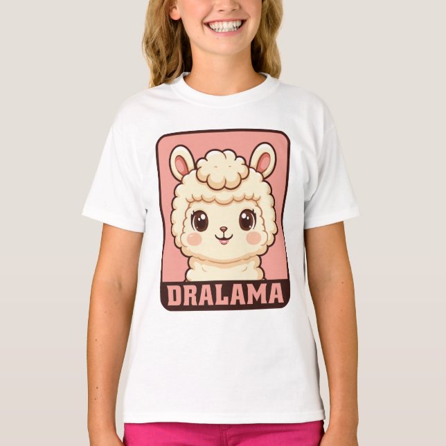 Cute llama illustration t-shirt design (Front)