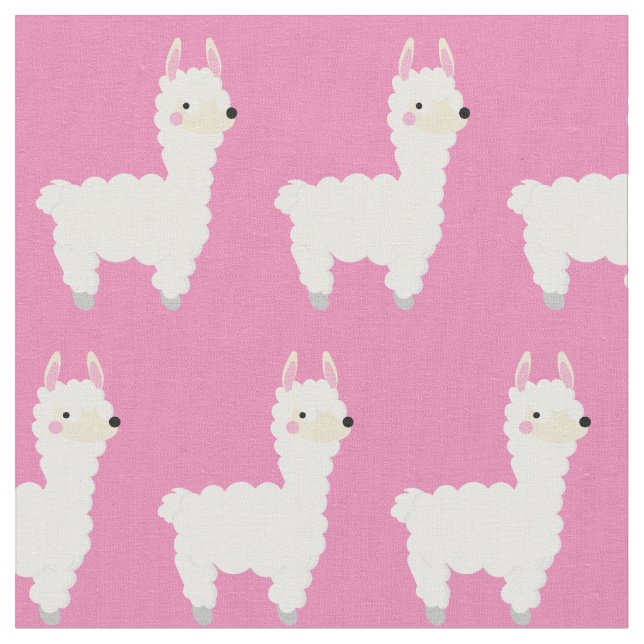 Cute Llama Kids Baby Fabric (Close Up)