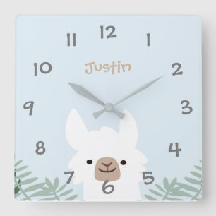 Cute Llama  Kids Nursery Wall Clock