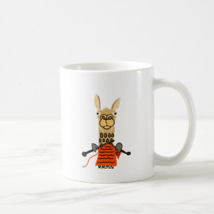 Cute Llama Knitting Cartoon Coffee Mug