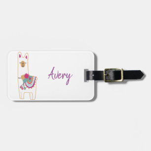 Cute llama luggage tag