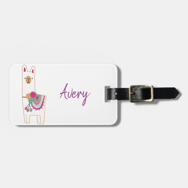Cute llama luggage tag (Front Horizontal)