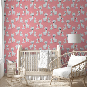 Cute llama Mama baby nursery tiled Wallpaper
