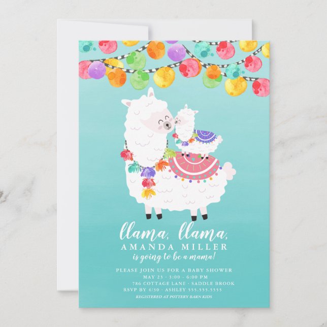Cute Llama Mama Baby Shower Invitation (Front)