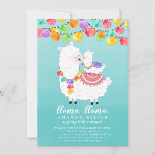 Cute Llama Mama Baby Shower Invitation