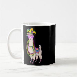 Cute Llama Mardi Gras Beads Mask Carnival Party Me Coffee Mug