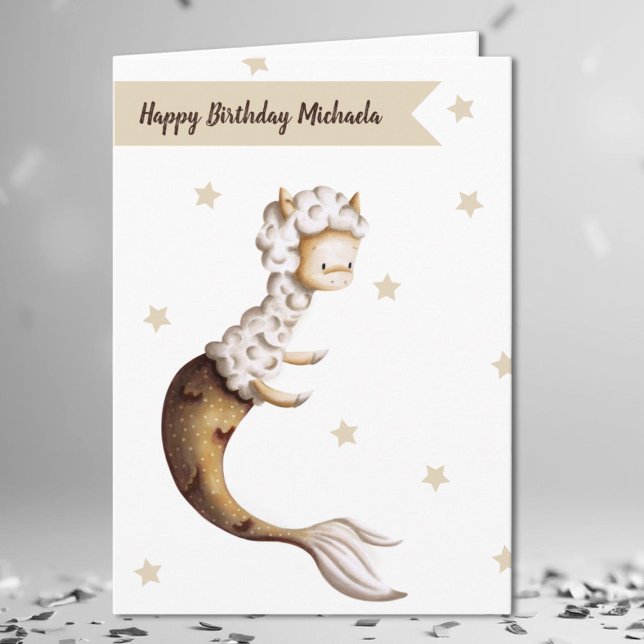 Cute Llama Mermaid Birthday Card (Creator Uploaded)