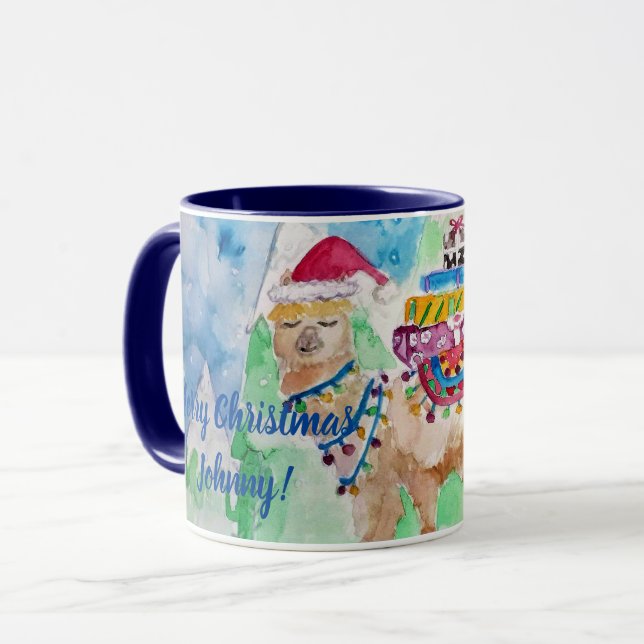Cute Llama Merry Christmas Boys Childs Mug (Front Left)
