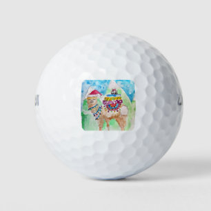 Cute Llama Merry Christmas Watercolour art Golf Balls