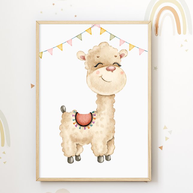 Cute Llama Nursery Poster Animal Kids Room Print (Creator Uploaded)