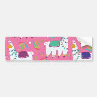 Cute Llama Pattern Bumper Sticker