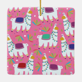 Cute Llama Pattern Ceramic Ornament
