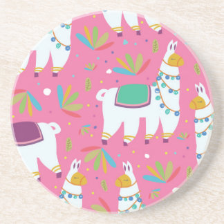 Cute Llama Pattern Coaster