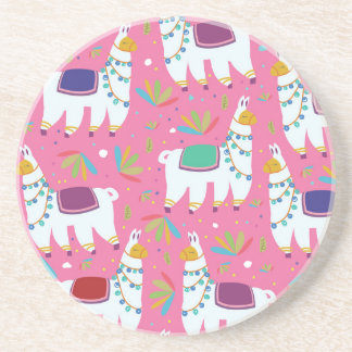 Cute Llama Pattern Coaster