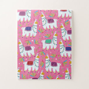 Cute Llama Pattern Jigsaw Puzzle