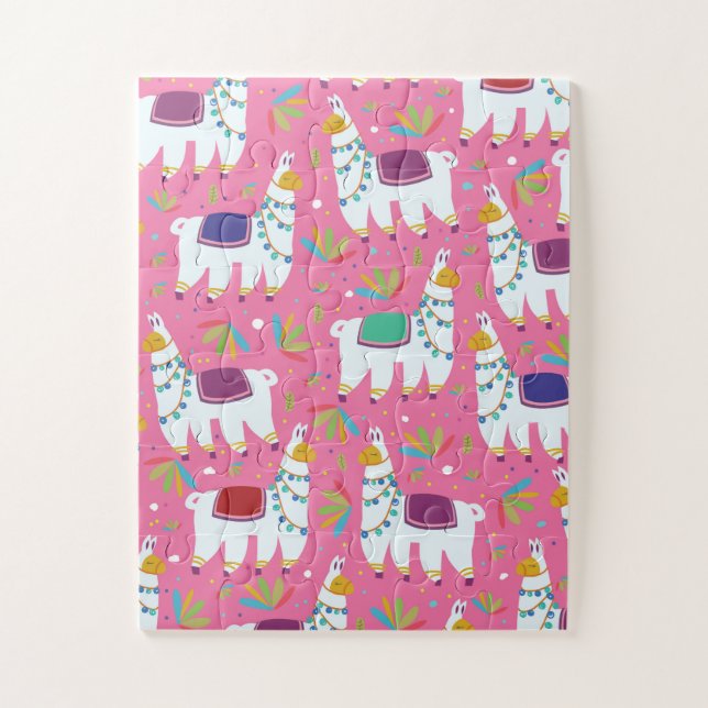 Cute Llama Pattern Jigsaw Puzzle (Vertical)