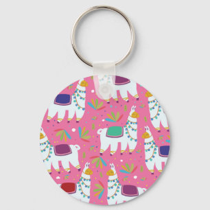 Cute Llama Pattern Key Ring