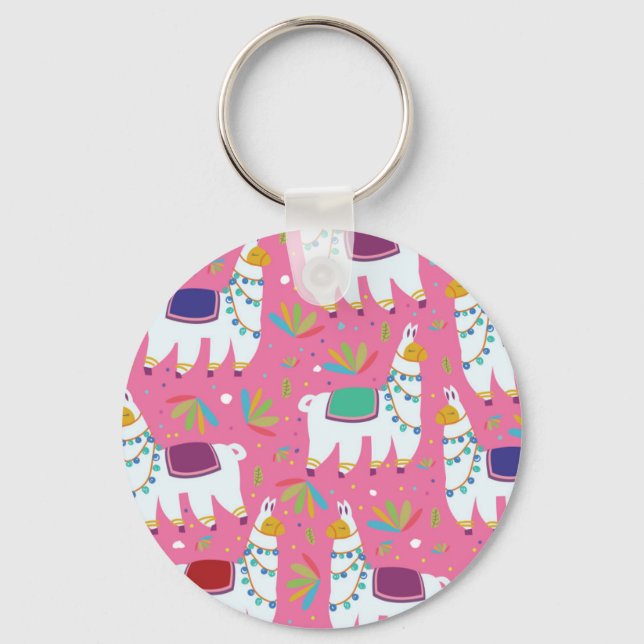 Cute Llama Pattern Key Ring (Front)