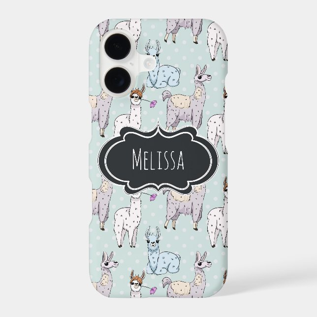 Cute Llama Pattern on Polka Dots (Back)