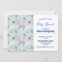 Cute LLama Pattern on Polka Dots Baby Shower