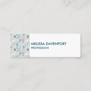 Cute Llama Pattern on Polka Dots Mini Business Card