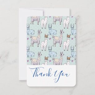Cute Llama Pattern on Polka Dots Thank You Card