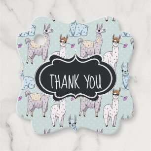 Cute Llama Pattern on Polka Dots Thank You Favour Tags