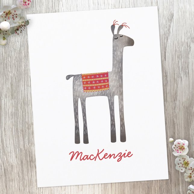 Cute Llama Personalised Postcard (Creator Uploaded)