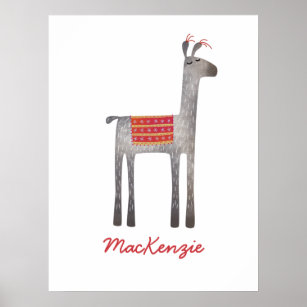 Cute Llama Personalised Poster