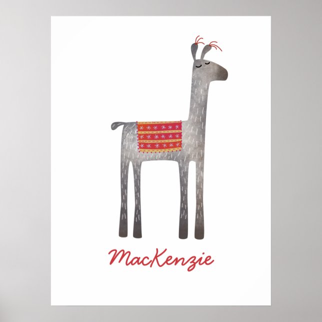 Cute Llama Personalised Poster (Front)
