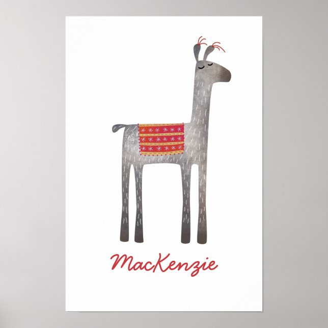 Cute Llama Personalised Poster (Front)