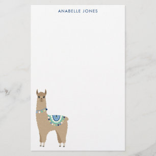 Cute Llama Personalised Stationery