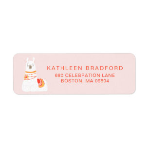 Cute Llama Pink Return Address