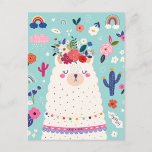 Cute llama postcard