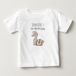 Cute Llama Princess Wearing a Crown Birthday Baby T-Shirt