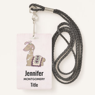 Cute Llama Princess Wearing a Crown ID Badge