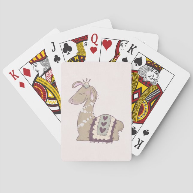 Cute Llama Princess Wearing a Crown Playing Cards (Back)