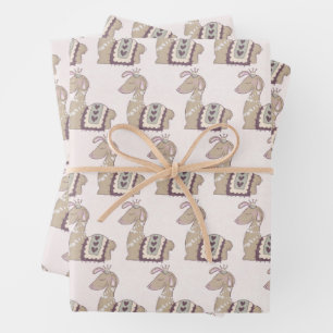Cute Llama Princess Wearing a Crown Wrapping Paper Sheet