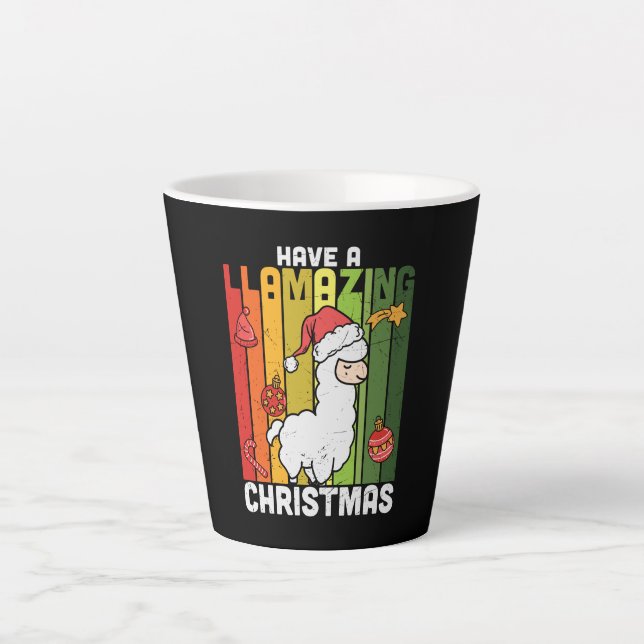 Cute Llama Pun Christmas Holiday Latte Mug (Front)