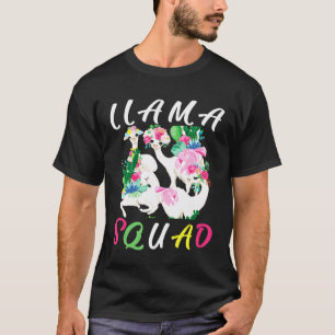 Cute Llama Squad No Drama Floral And Colourful To T-Shirt