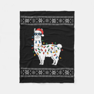Cute Llama Ugly Christmas Fleece Blanket
