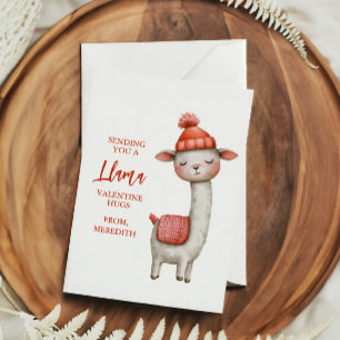 Cute Llama Valentine's Day Card for Kids Classroom