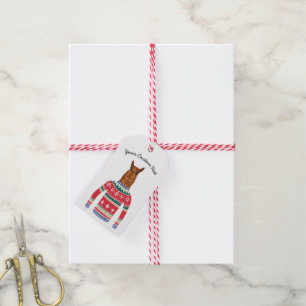 Cute Llama Wearing Funny Ugly Christmas Sweater, Gift Tags