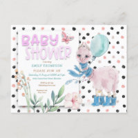 Cute Llama Wellies Dots Pink Baby Shower