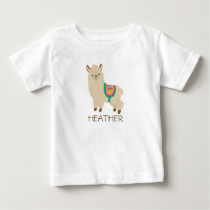 Cute Llama Whimsical Personalised Baby T-Shirt