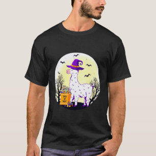 Cute Llama Witch Llama Halloween Costume Style T-Shirt