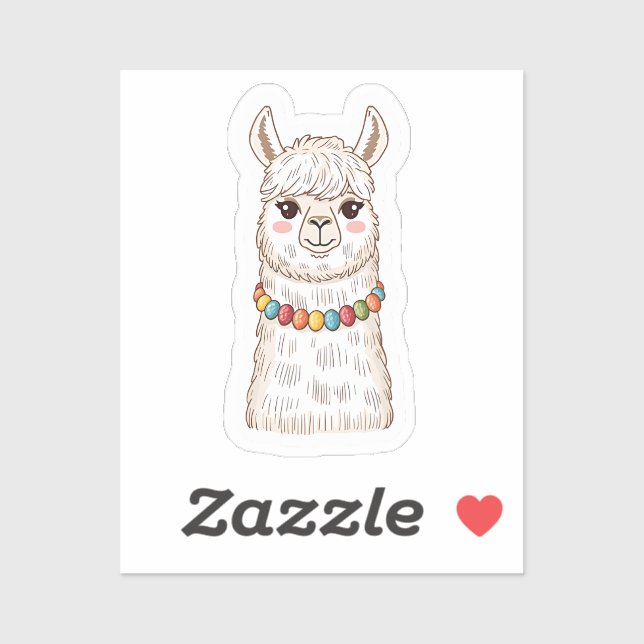 Cute Llama with Colorful Beads Sticker (Sheet)